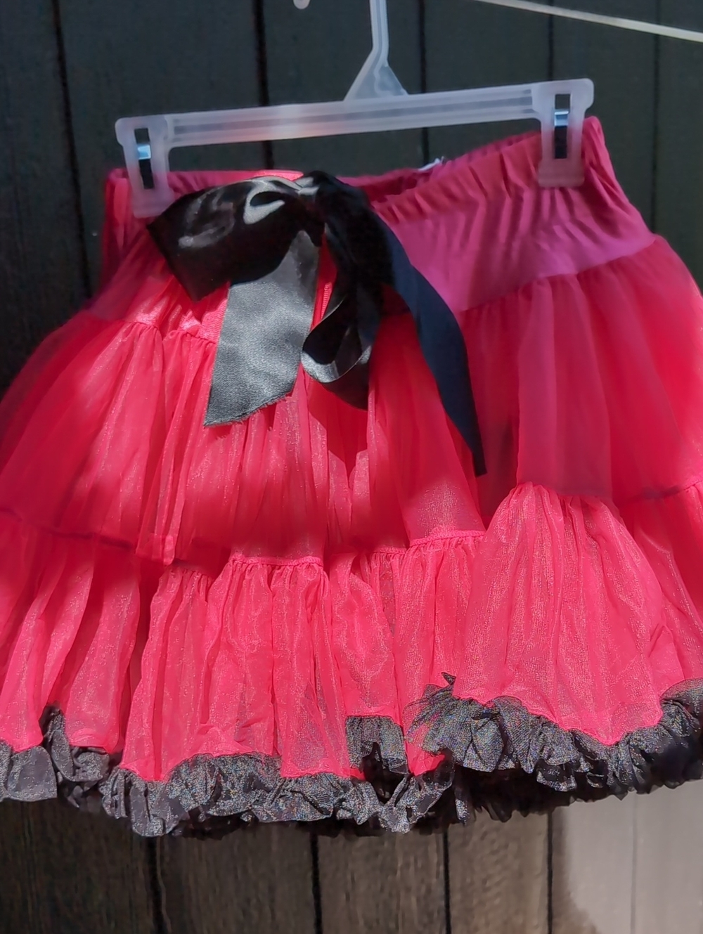 Women’s Pink Layered Tulle Skirt with Black Bow
